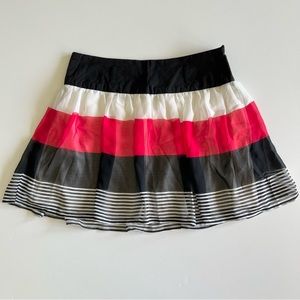 Rachael & Chloe Black and White and Red Striped Mini Skirt, Medium